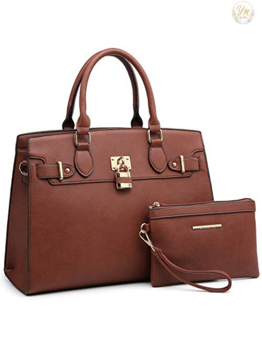 Vegan Leather Satchel Tote Women Handbag with Matching Wallet Shoulder Bag Work